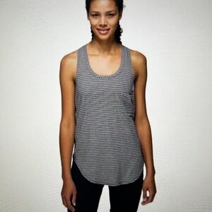 Lululemon Yogi Racerback Pocket Pine Stripe Athletic Tank Top Sz S  A-15